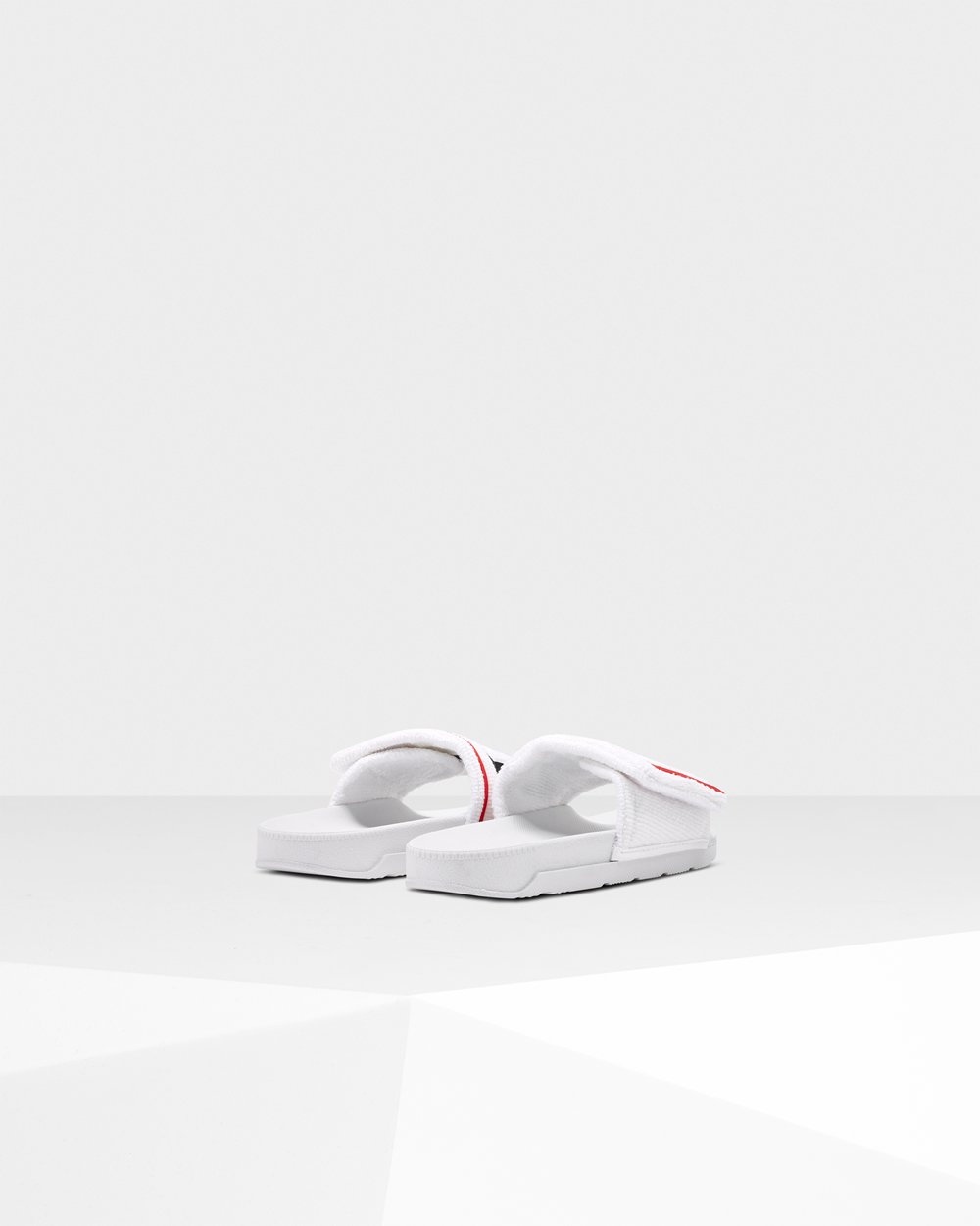 Hunter Original Terry Towelling Logo Adjustable Slides - Outlet Womens White - JKAFON824